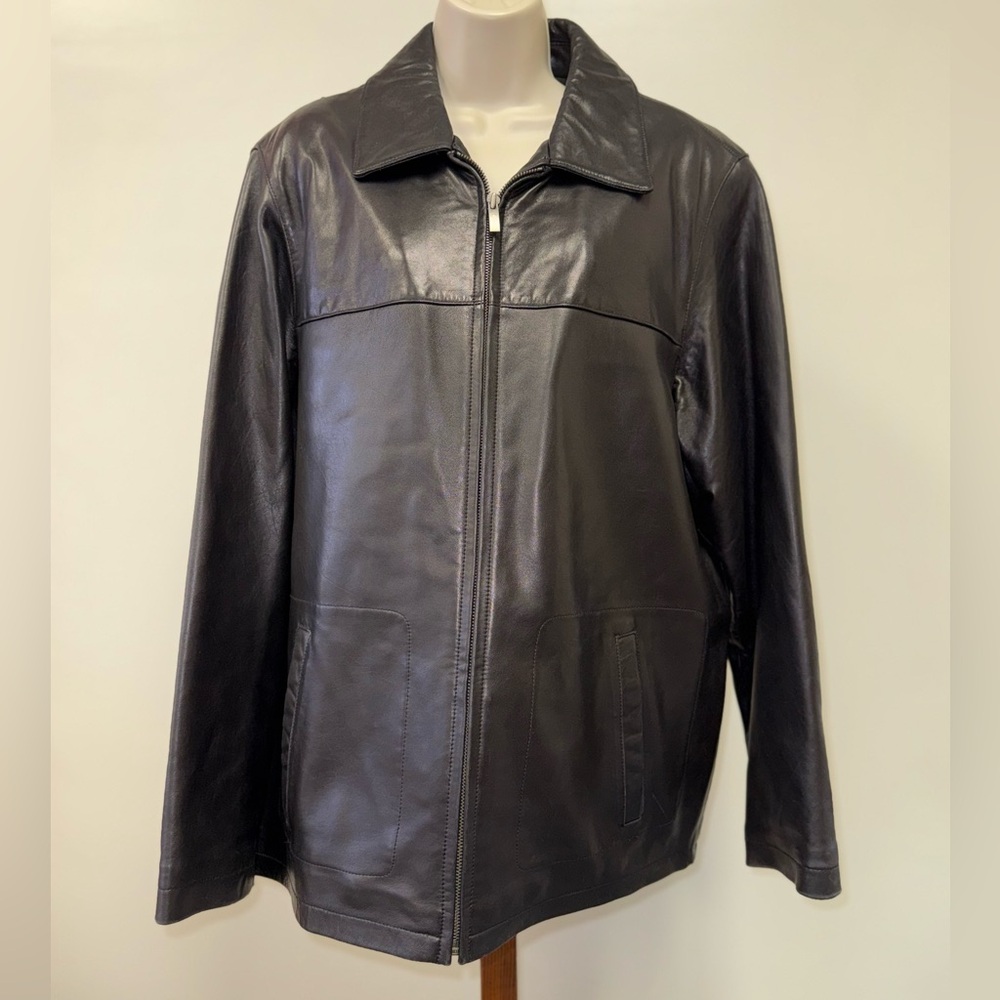 Apt. 9 (Medium) Black Lambskin Heavy Zip Up Coat